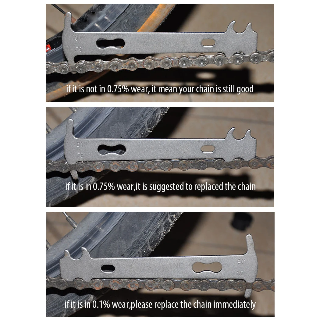 Bike Chain Wear Indicator Chain Checker Gauge Measurement Repair Tool Ruler for Road Mountain Hybrid Bicycl