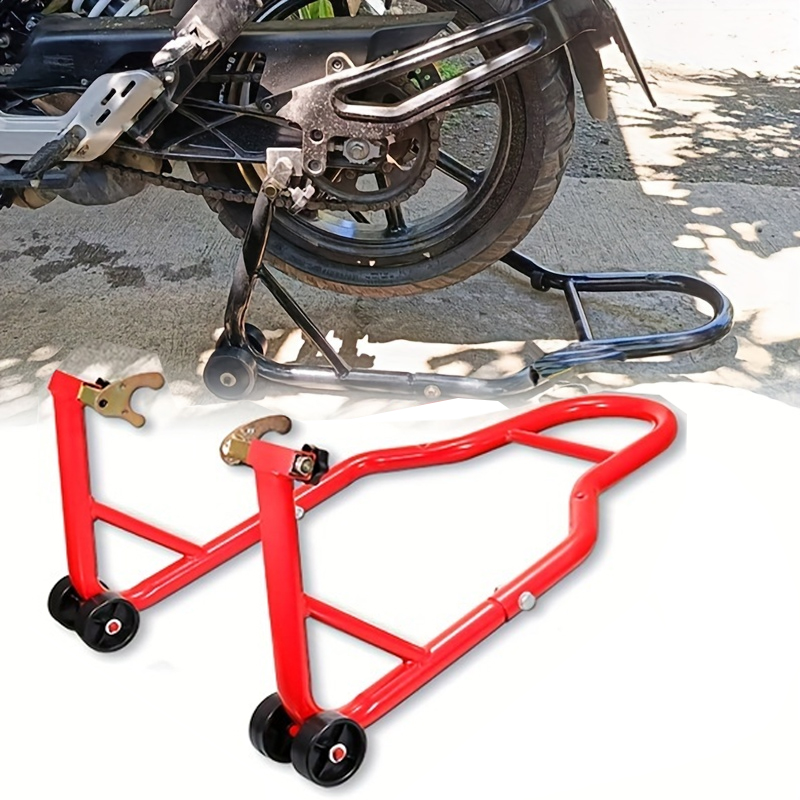 Suporte universal vermelho para roda traseira de motocicleta, suporte para roda, estrutura de suporte para roda automática, ferramenta de reparo de pneus