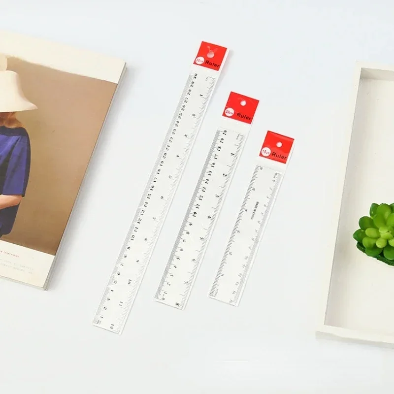 15 cm 20 cm 30 cm Righello dritto Righello in plastica trasparente Strumento di disegno Accessori da scrivania Cancelleria per studenti Forniture per ufficio scolastico