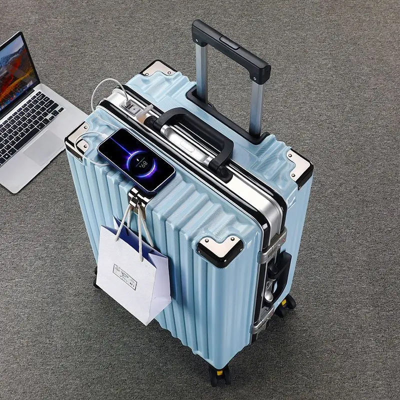 Mala de Viagem ande com Estrutura de Alumínio para Homens, com Rodas Universais e Fechadura por Senha, Material ABS PC