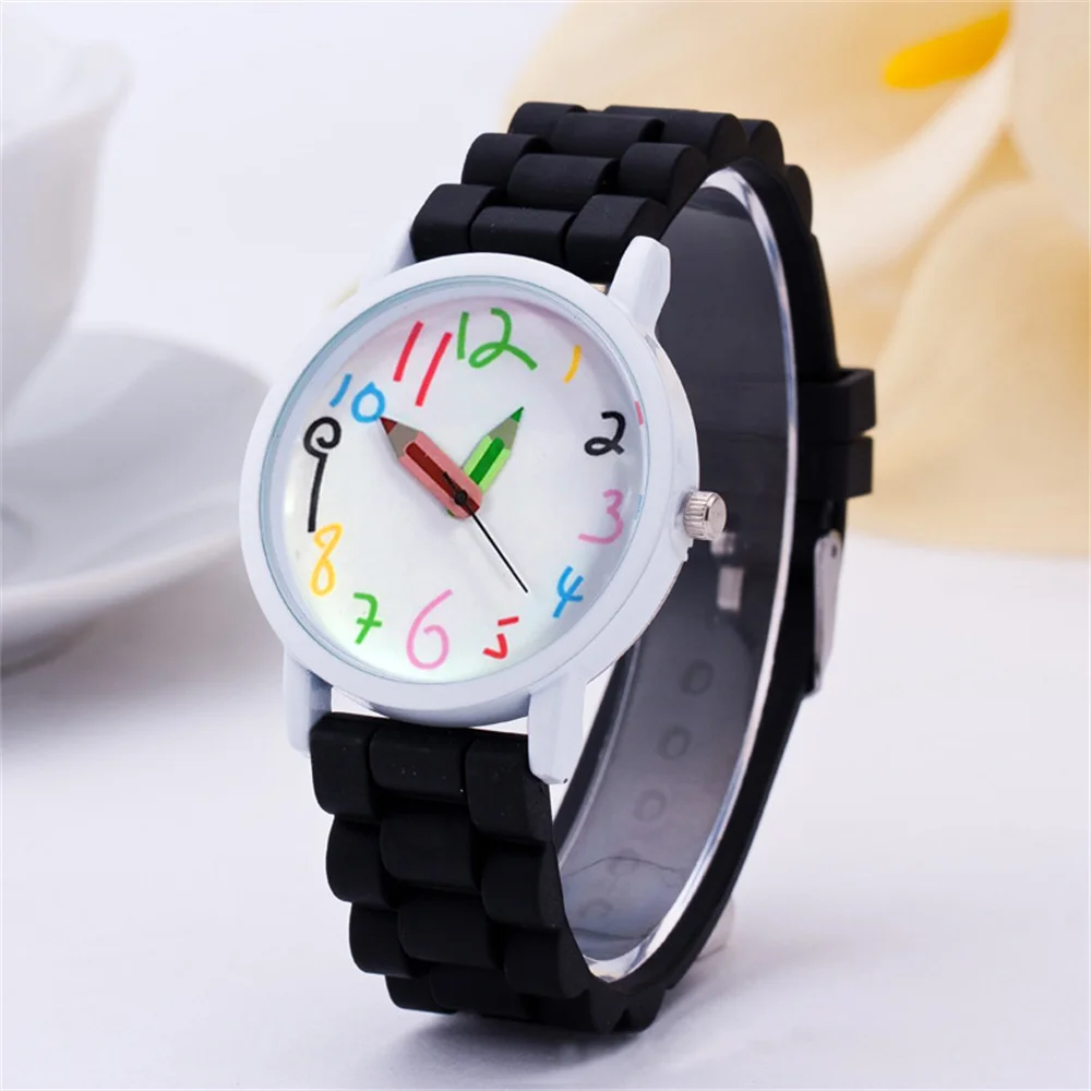 Reloj de moda para mujer Diseño sencillo de lápiz Reloj digital de cuarzo Casual Jelly Reloj de pulsera de silicona multicolor Reloj de mujer de vestir