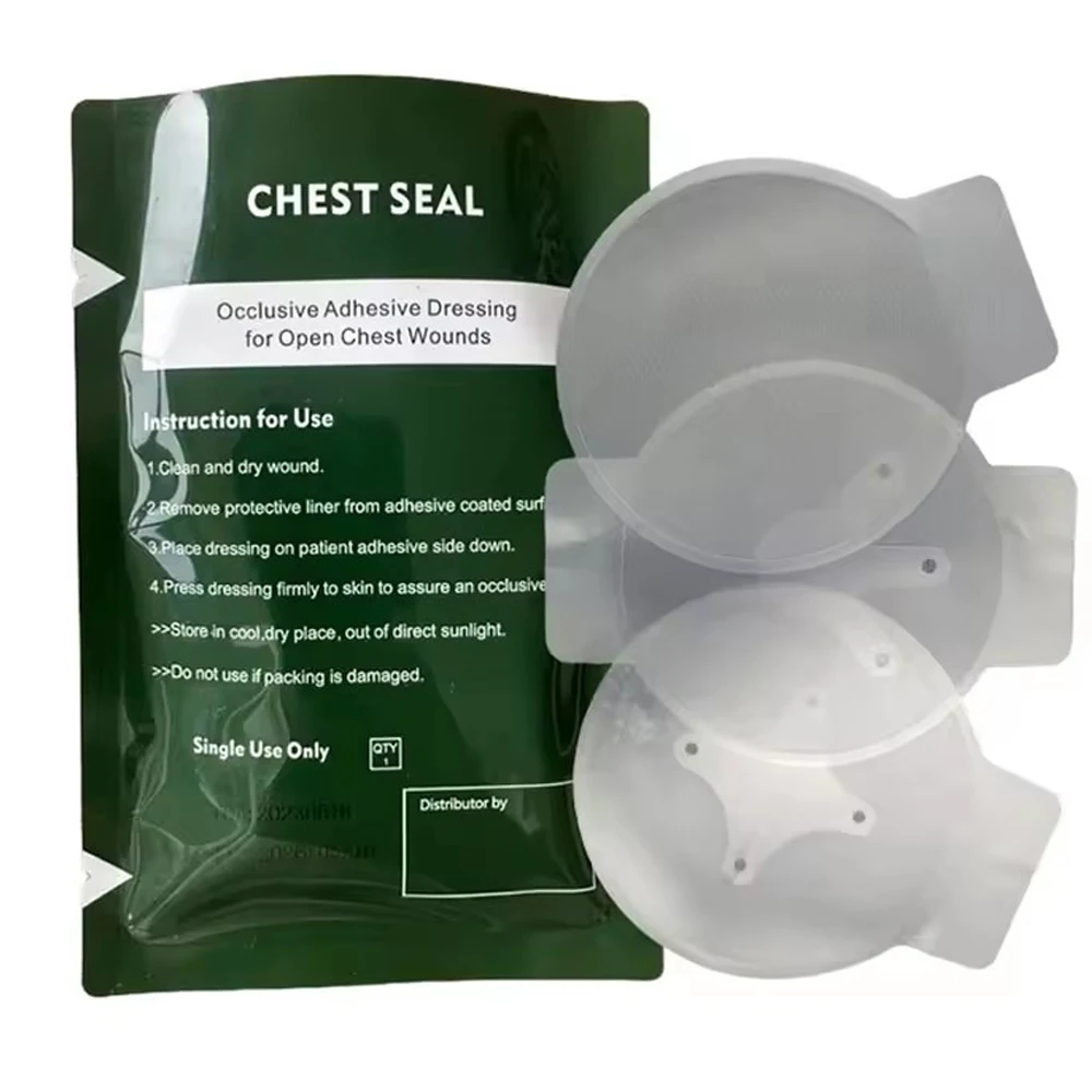 Vent Chest Seal ดูแลบาดแผลช่วยชีวิตสําหรับสถานการณ์ฉุกเฉินหรือยุทธวิธี กาวขั้นสูง ใส น้ําหนักเบา