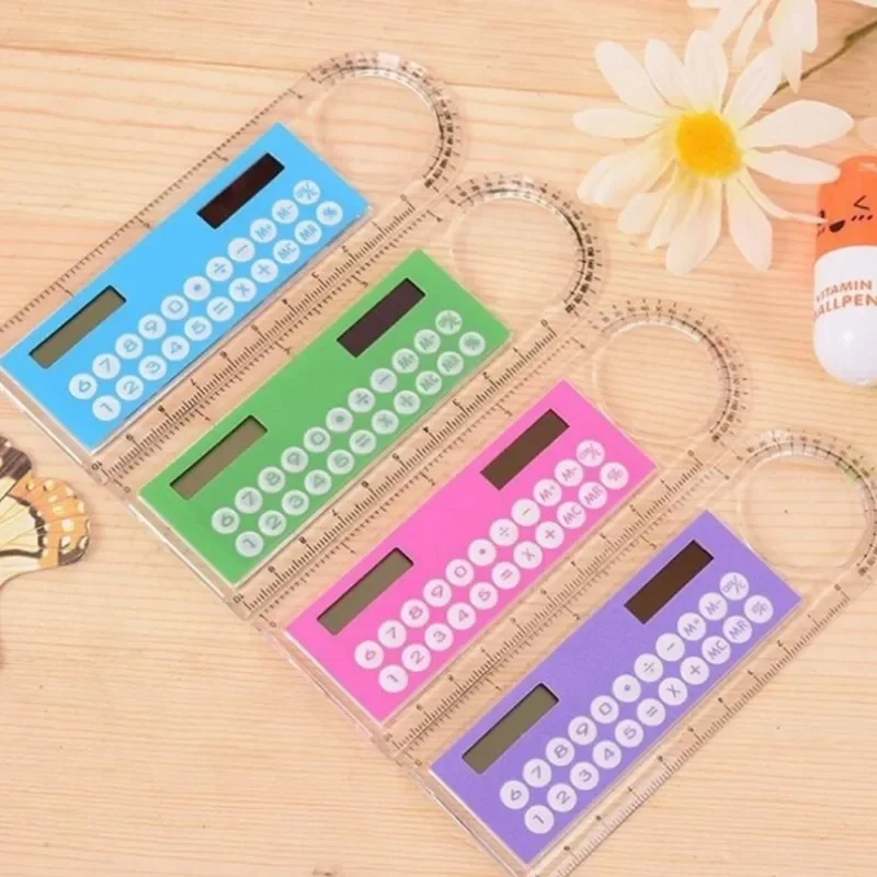 10cm Ruler Calculator Solar Power Card Mini Calculation Student Arithmetic Multifunctional Calculator Computer Digital Caliper