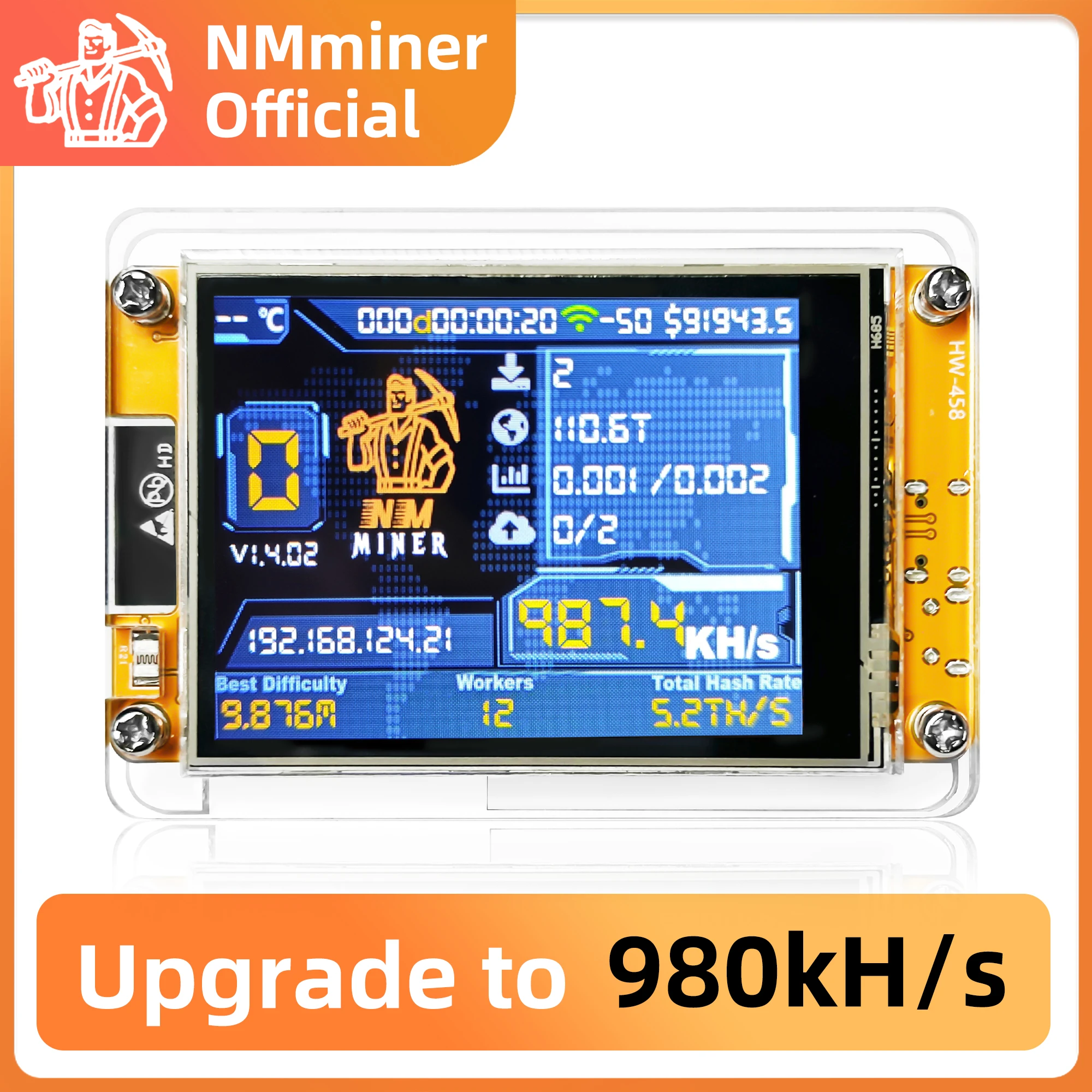 NMMiner NerdMiner V2 Hashrate 980KH/s Lucky Miner ESP32 2,8 inch Smart Display Crypto Solo Loterij Bitcoin ESP32-2432S028R DROOM