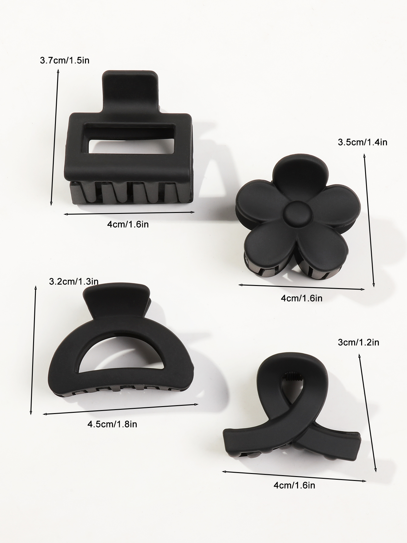 5 grampos de garra de cabelo de flor pequena para mulheres meninas, clipes de mandíbula retangulares foscos, presilhas semicírculo para cabelos finos