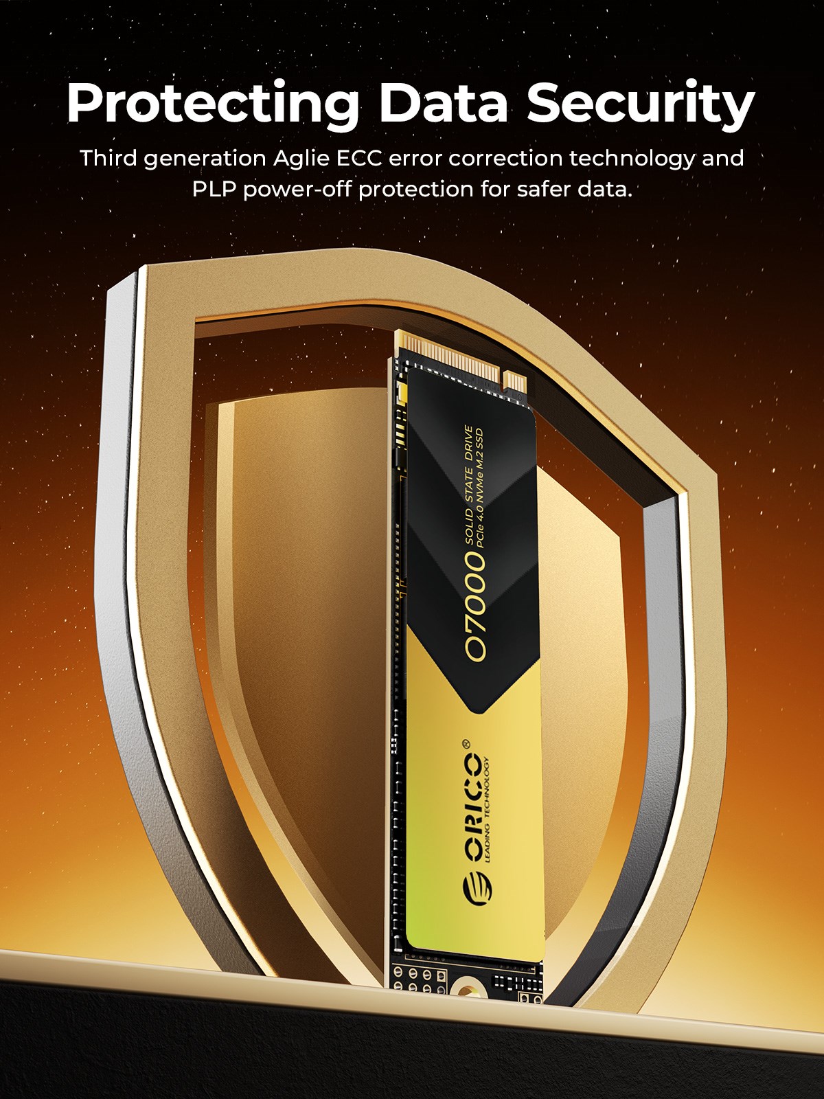 ORICO O7000 PCIe4.0 7400 MB/S PS5 Gaming M.2 NVMe SSD Unidade de estado sólido interna M.2 M Key 2280 SSD para criadores de conteúdo