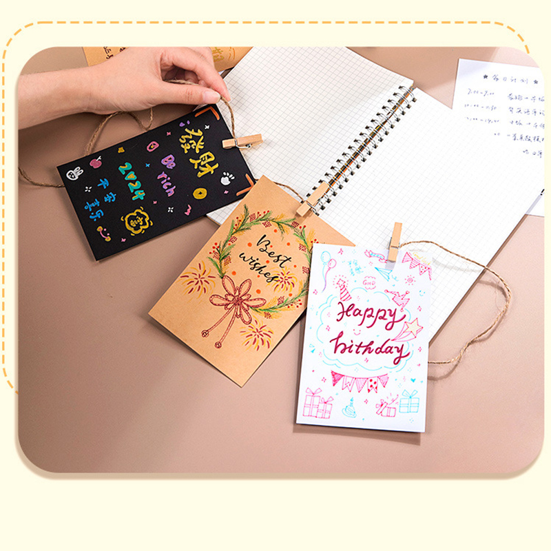 50/75/100Pcs Kraft Paper 250gsm Message Word Card paper DIY Gift Packing Cardboard Paper Blank Postcard hand-drawn doodles