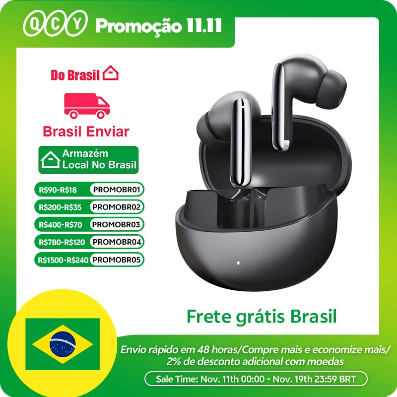 QCY MeloBuds Pro ANC Bluetooth 5.3 Fones de ouvido, ANC híbrido 46dB, Hi-Res, Earbuds LDAC, fones de ouvido 6 Mic, detecção intra-auricular 34H