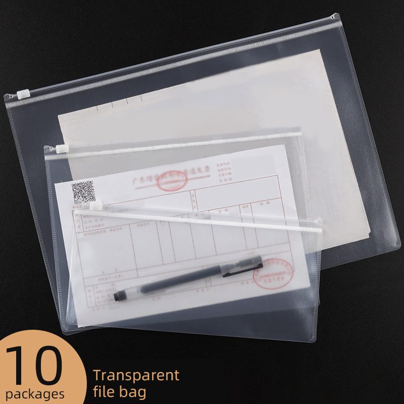 10 PCS A4A5A6 Exame Malha Zipper Bolsa Estudante Escritório Simples Grande Capacidade Transparente Sacos de Documento