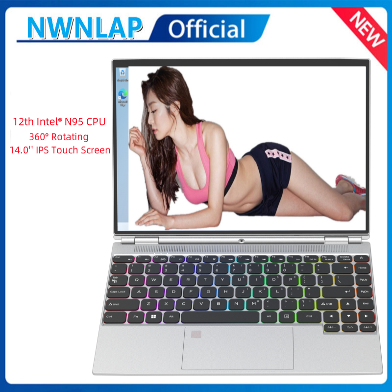 360 ° หมุนได้14.0นิ้ว IPS 16G 1TB แล็ปท็อป Windows 11ทัชสกรีน N95โน้ตบุ๊คแท็บเล็ต4 in 1ธุรกิจสำนักงานแบบบางสัมผัส ID RGB