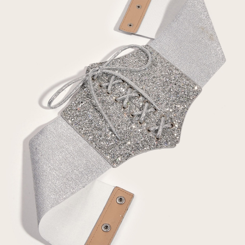 레이스 업 신치 벨트 코르셋 여성의 섹시한 Underbust Bustier 반짝이 허리 벨트