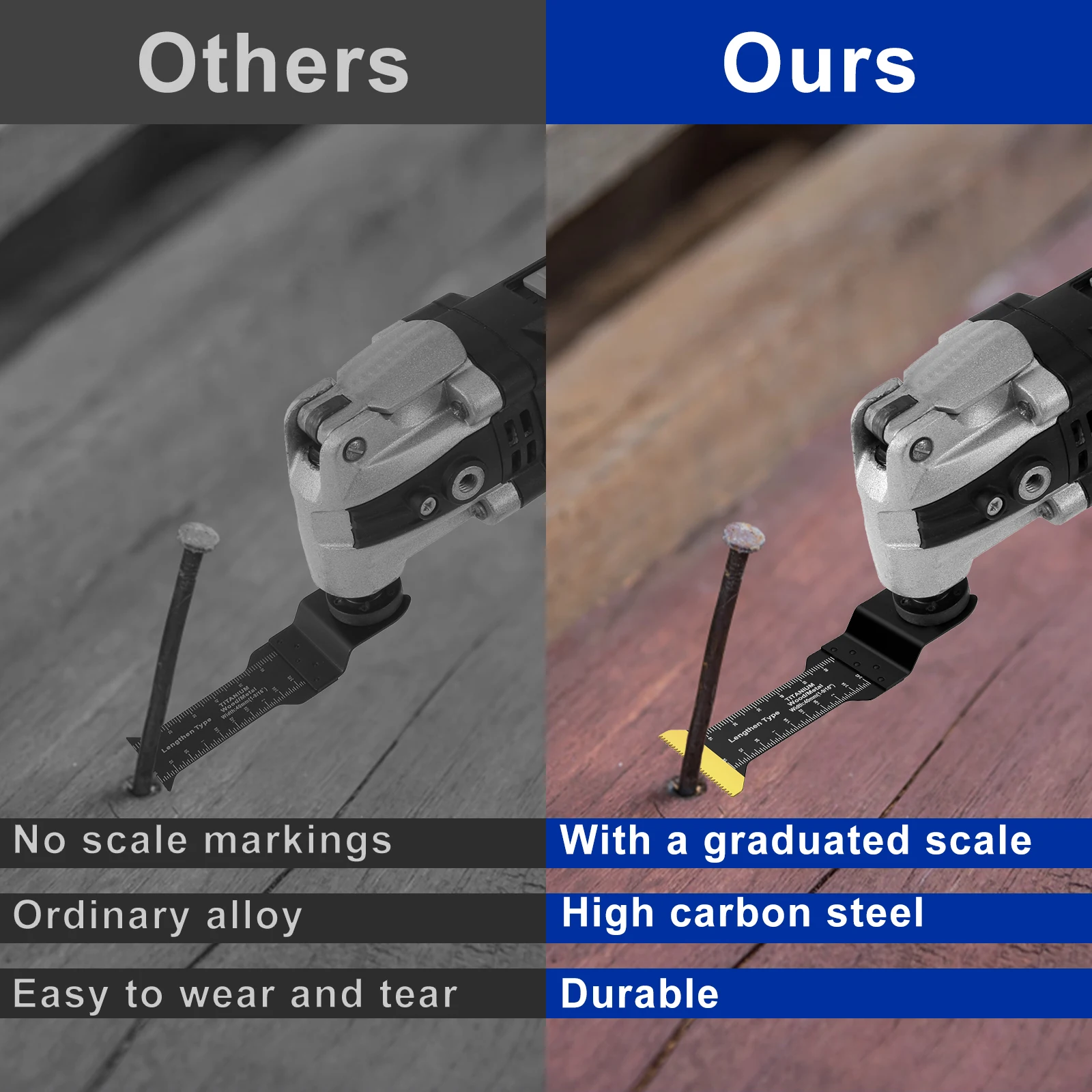 5/3pc Oscillating Saw Blade Set Bimetal Multitool Blade Sharp Multi Cutter Blade for Wood Plasterboard Plastic Cutting Blades