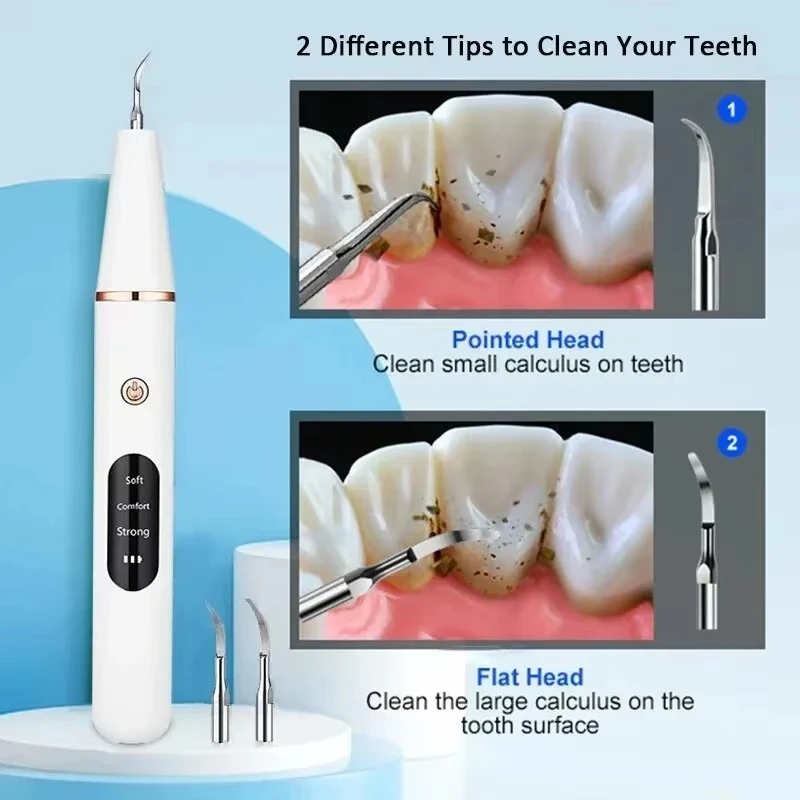 ไฟฟ้าโซนิคทันตกรรมแคลคูลัส Scaler ช่องปากฟัน Tartar Remover แผ่นคราบทําความสะอาดกําจัดฟันไวท์เทนนิ่งแบบพกพา