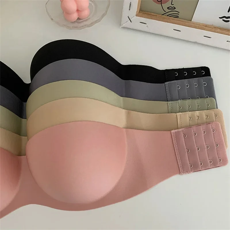 Reggiseni sexy senza spalline da donna Bralette senza fili Intimo femminile morbido Reggiseni senza cuciture da donna Reggiseno invisibile con cinghie da 2 pezzi