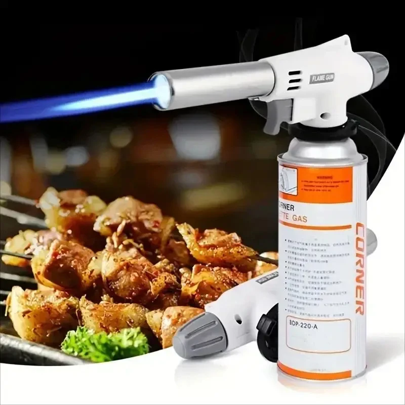 Tocha de cozinha com ignição automática, gás butano, queimador de soldagem, chama, tocha de gás, pistola de chama, sopro para churrasco, acampamento, cozinha