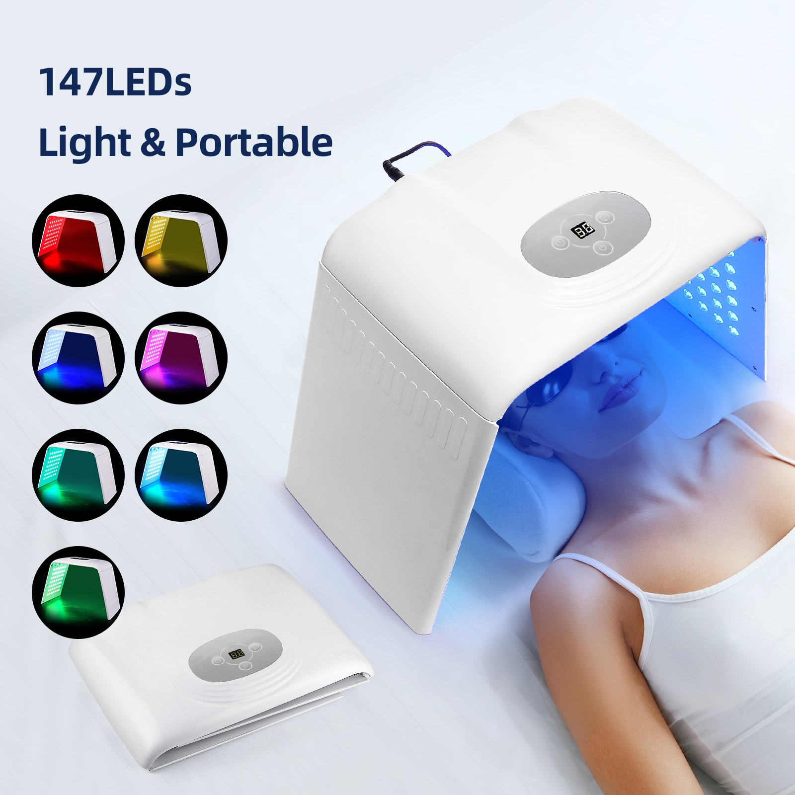 Faltbare LED-Maske, 7 Farben, PDT-Lichttherapie, Hautpflege-Tools, Rotlicht-Therapie, SPA, Salon, Heimgebrauch