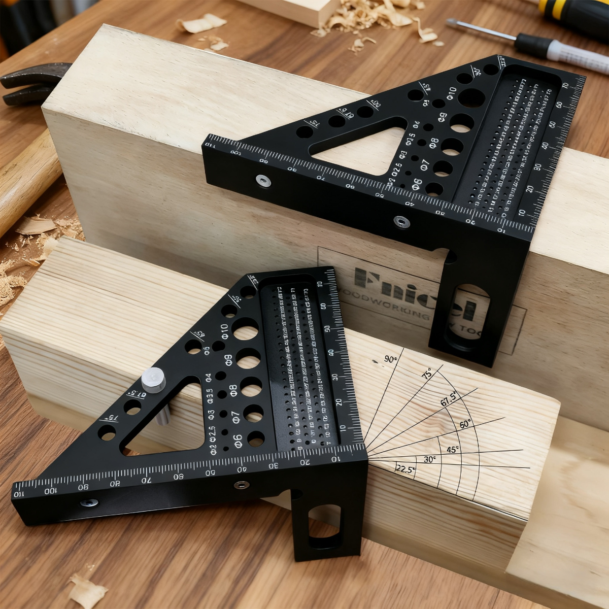 1pc Woodworking Multi Angle Square Protractor Plastic Angler Scriber Woodworking Square or W/ Dowel Pins Miter Triangular Ruler