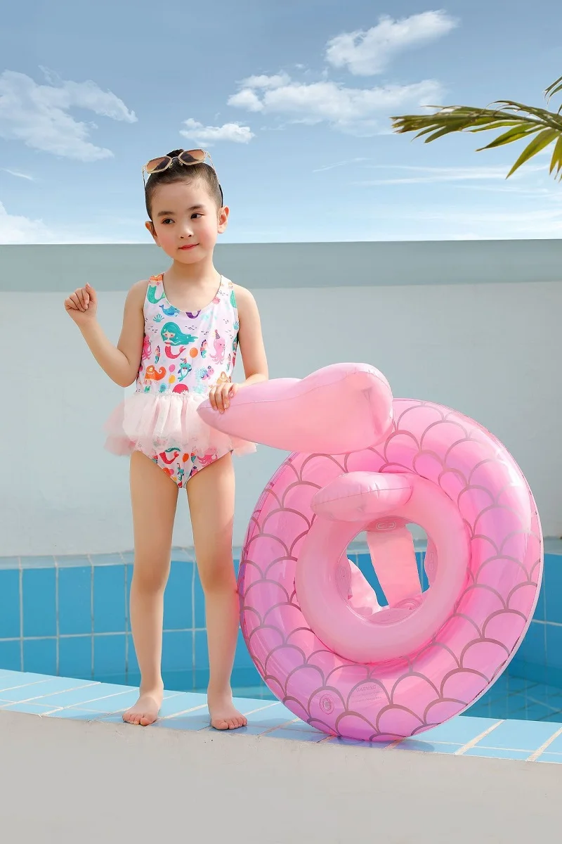 Rooxin-círculo de natación de flamenco para bebé, flotador para piscina, anillo de natación con sombrilla, asiento flotante, juguetes para Fiesta EN LA Piscina en la playa de verano