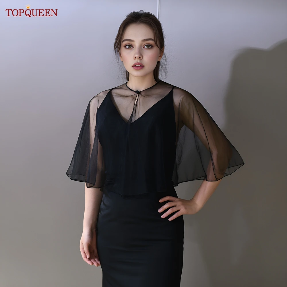 TOPQUEEN atasan Crop Tulle musim panas Aksesori gaun pengantin selendang siku Panjang Cardigan mutiara kancing blus atas VG89 dapat disesuaikan