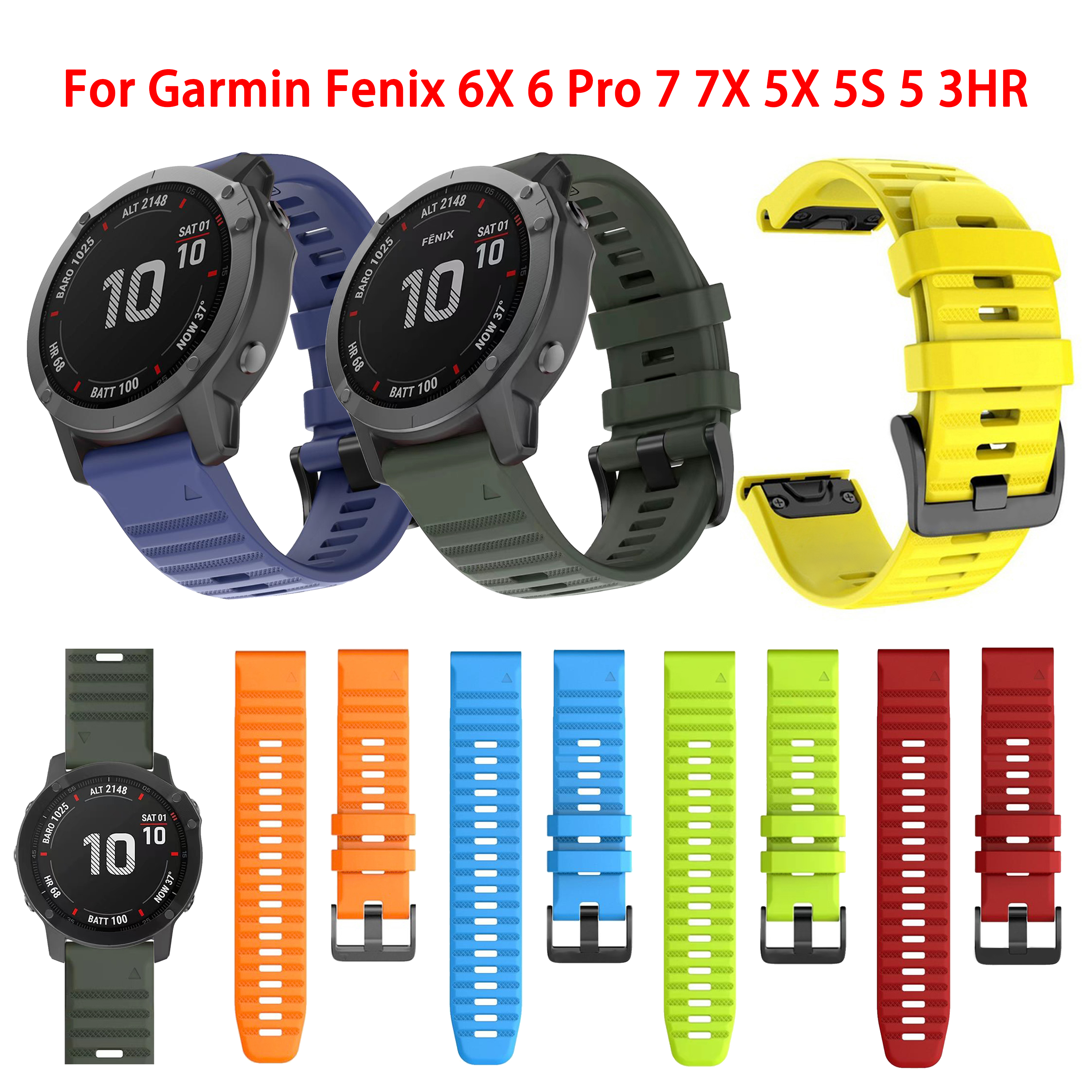 สําหรับ Fenix 6 Pro 7 5 Plus 22 20 26 มม.ซิลิโคน QuickFit สําหรับ Garmin Fenix 6X Pro 7X 5X 6S 7S Forerunner 935 945 3HR สร้อยข้อมือ