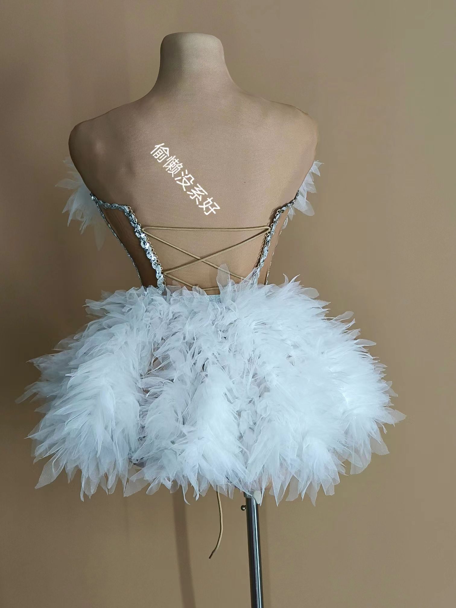 Costume bar saint valentin, jupe en gaze bouffante de poudre, robe en diamant, chanteuse et équipe de danse