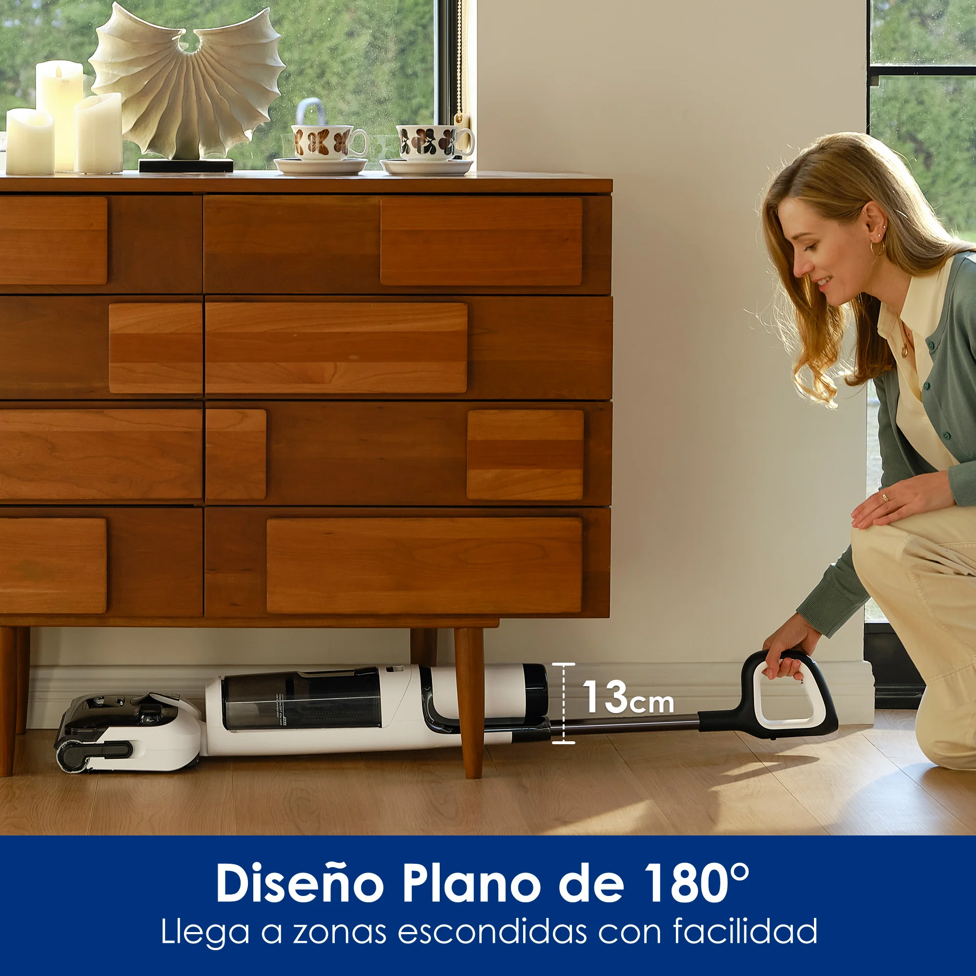 Tineco Floor One Stretch S6 Aspiradora en Seco y Húmedo Posición Plana de 180° Diseño Compacto de 13 cm Autolimpieza Limpieza por Las Tres Caras Flashdry a 70 °C en 5 Minutos