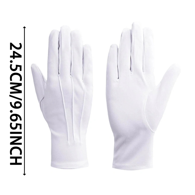 2/4 Paar weiße Baumwollhandschuhe für Damen und Herren, Kellner, Fahrer, Schmuck, Arbeiter, Fäustling, Vollfinger, rutschfester Handschutz