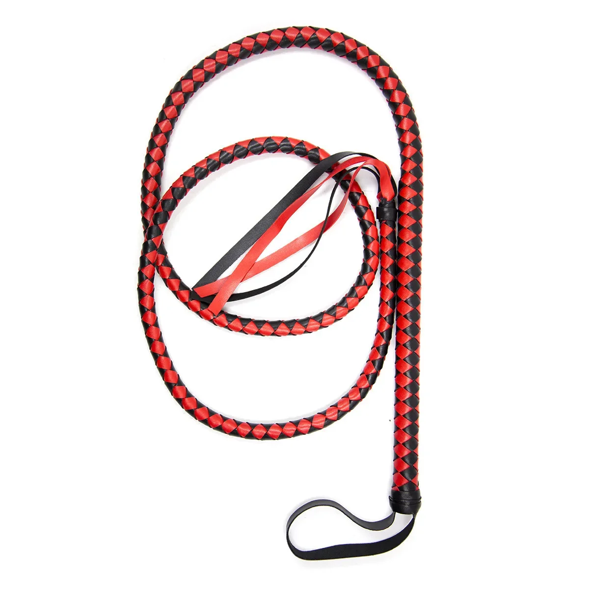 Frusta di cavallo in pelle frusta di toro 4 Plait Bullwhip scelta di colori bianco o rosso