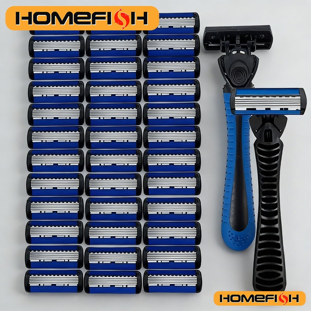 HOMEFISH 6-Layer Stainless Steel Razor Blade - Classic Water-Washed Sharp Blade for Men's Clean Shaving