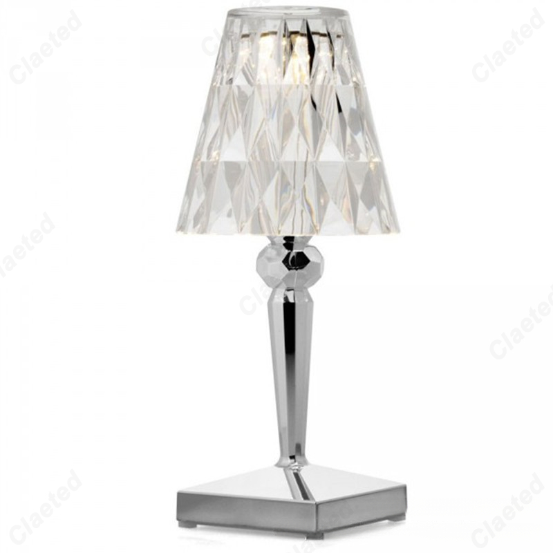 Led acrílico diamante cristal decorativo lâmpada de mesa carregamento usb casa quarto barra estudo portátil toque nightlight