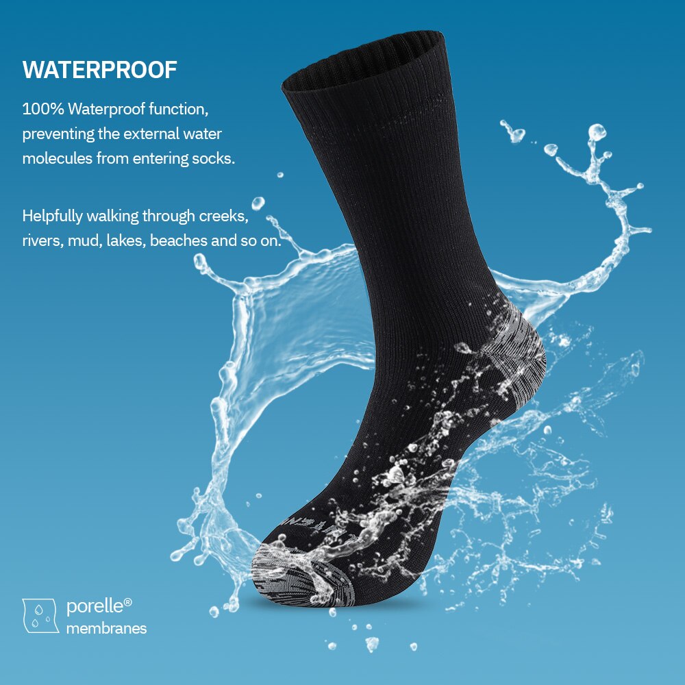 Waterdichte sokken voor heren Warme sneeuw Thermische sportsok PORELLE MEMBRANES Snowboard Fietsen Ski Fiets Winter Zwart Blauw