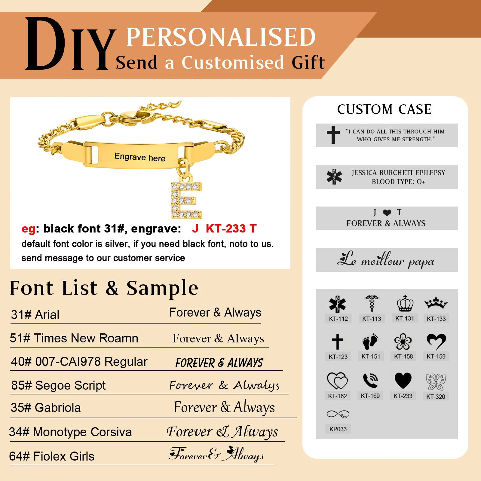 Pulsera con nombre personalizado con iniciales para niño y niña, pulsera con identificación de fecha grabada gratis, regalo de cumpleaños