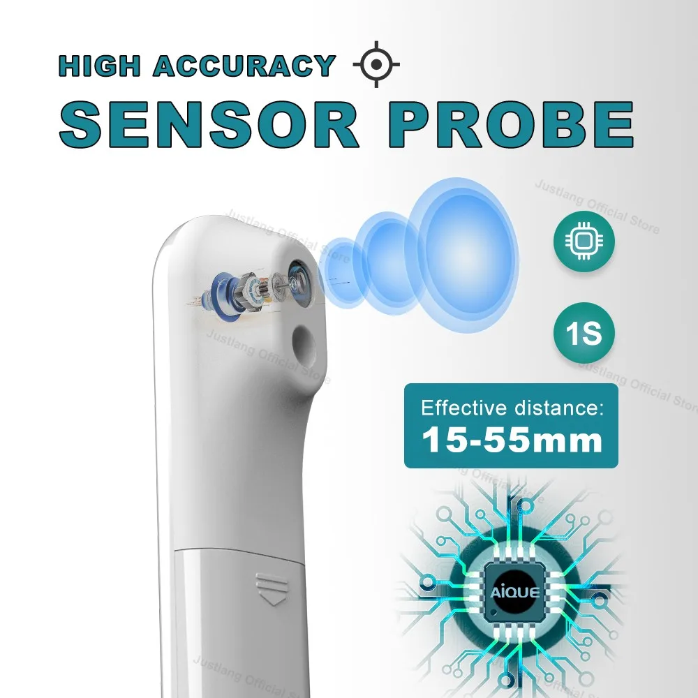 JUSTLANG Wiederaufladbares Thermometer, LED-Stirn-Digital-Infrarot-Medizinthermometer, Körpertemperatur, Fieber für Babys und Erwachsene