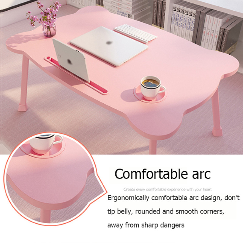 Portable Foldable Lazy Study Table Multifunctional Simple Laptop Desk with Cup Holder Card Slot for for Bedroom or Living Room