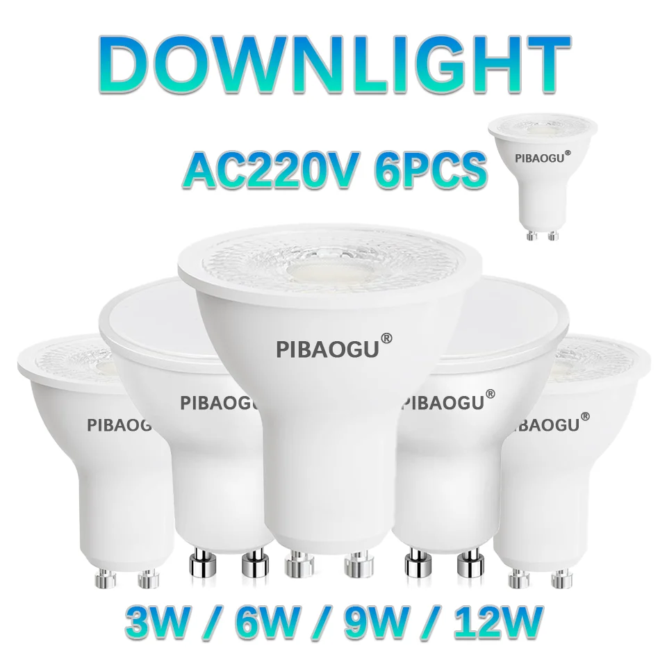 6PCS LED Spot Light GU10 AC220V AC175-265V 120/38 Degree LED Lighting No Flicker Light 3W 6W 9W 12W Replaceable 50W Halogen Lamp