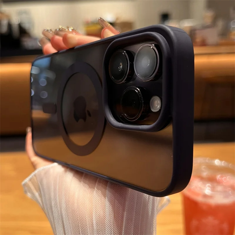 Original Magnetisch für Magsafe Hüllen für iPhone 16 14 15 Pro Max Transparentes drahtloses Ladecase Stoßfest PC-Abdeckung Zubehör