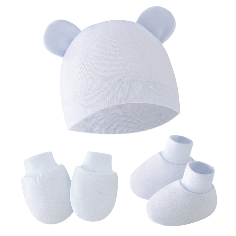 Bonito chapéu do bebê recém-nascido gorro luvas meias conjunto gorro chapéus forma de orelha presente recém-nascido fotografia adereços acessórios de moda infantil