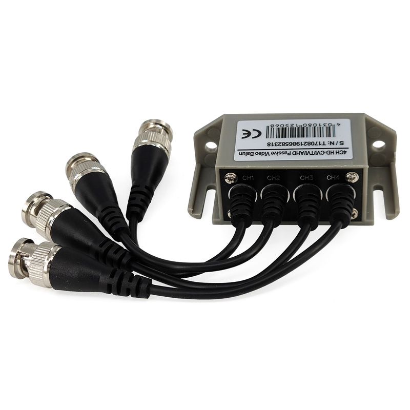 4 Channels HD Passive Video Balun With Cable, BNC to RJ45, Twisted Pairs Support CVI/TVI/AHD Analog Signal by UTP Cable For CCTV