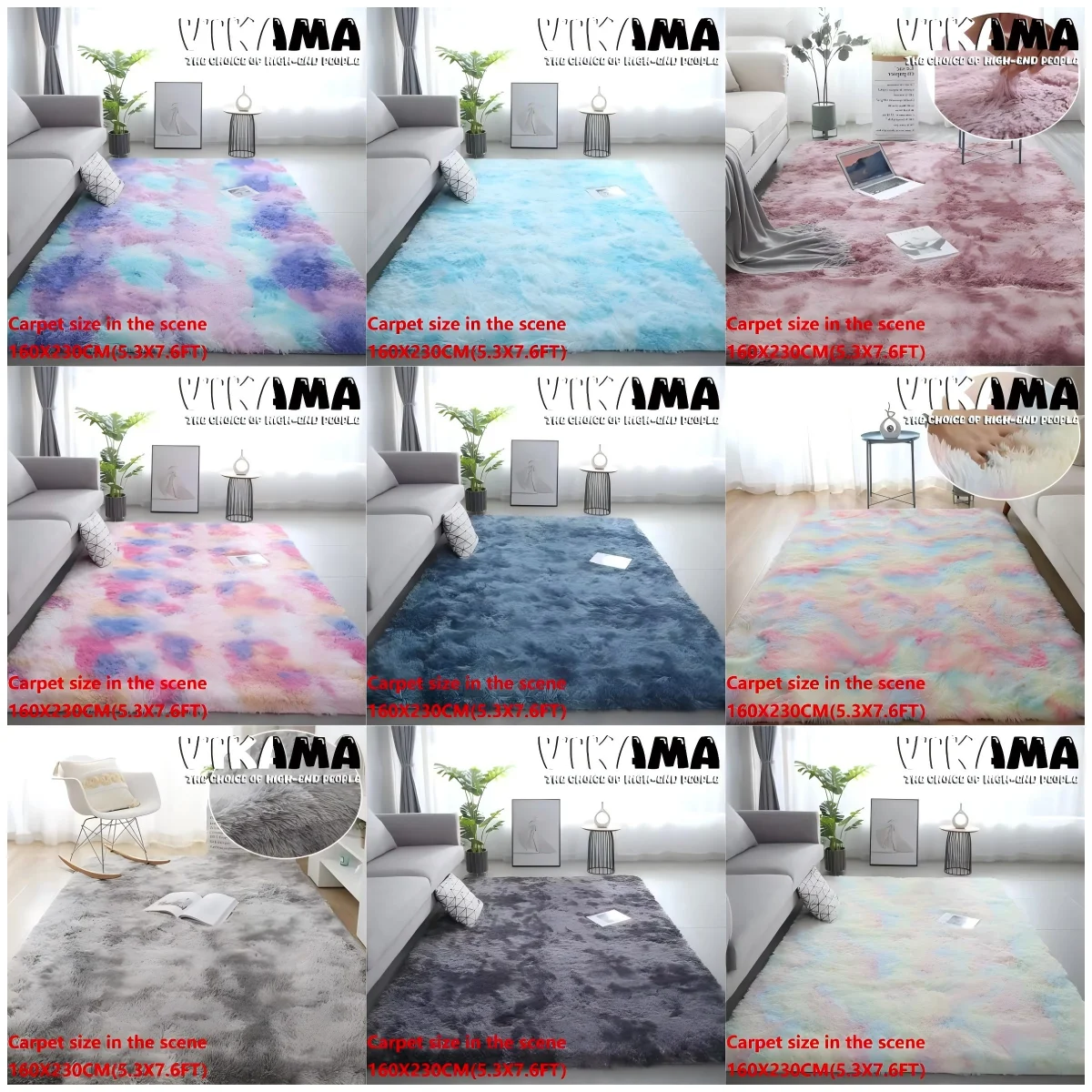 VIKAMA-alfombra nórdica Simple de Color sólido, teñido anudado, para sala de estar, dormitorio, sofá, manta cómoda, alfombra de suelo de lana de seda, todo extendido
