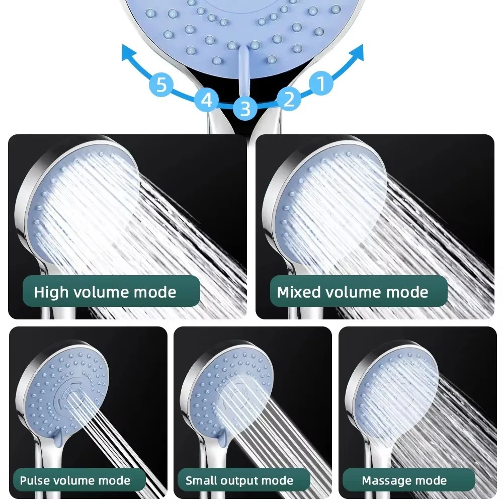 Badkamer Handdouche onder druk Pakketaccessoires Douchekop Grote waterafvoer 5-modellen Universele aanpassing Bespaar water