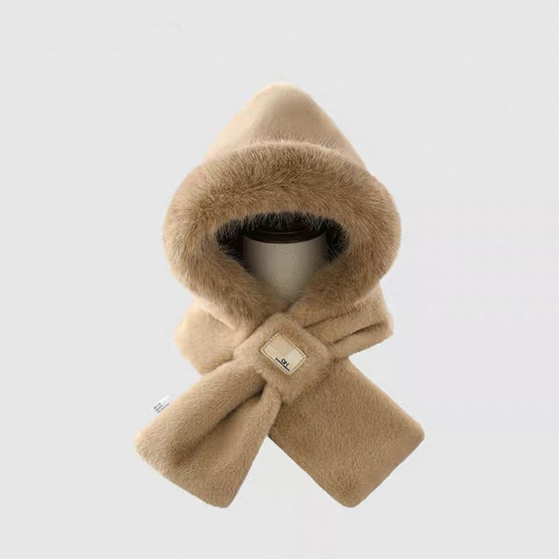 Plush Hat Scarf Men Winter Windproof Cycling Autumn Winter Warm Thickened Hooded Motorcycle Helmet Style Neck Warmer Accessories