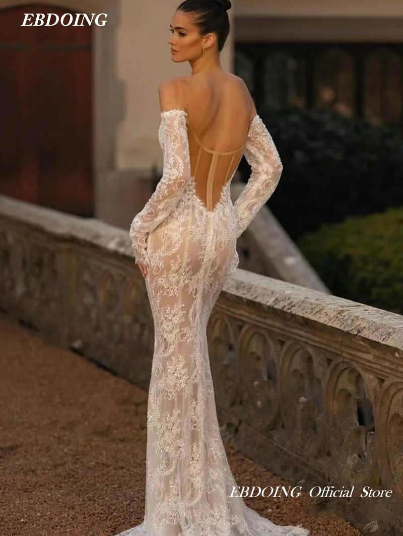 El más nuevo vestido De novia sirena escote corazón profundo ilusión espalda personalizado Vestidos De Novias