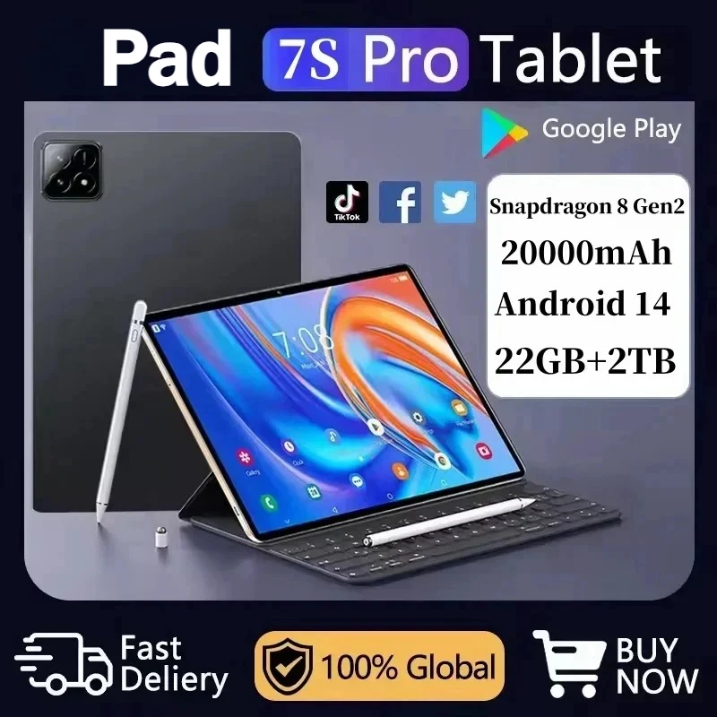 2025 Originele Pad 7s Pro Tablet 11 ''Android 14 Tab 4G 5G Dual SIM 20000mAh WIFI HD Scherm Kinderen Tabletten Kids Tablet PC