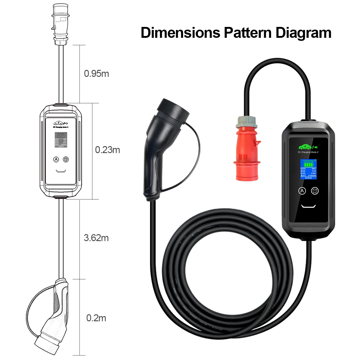 ISIGMA 32A 22kw Typ2 Tragbares EV-Ladegerät IEC 62196-2 Tuya APP Timer EVSE Lade Type2 Stecker Wallbox Elektroauto 5M Kabel
