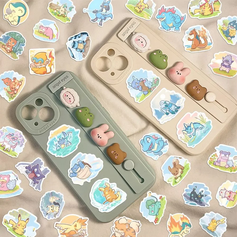 63 個ポケモンアニメステッカーピカチュウのラップトップスケートボードスーツケースかわいいステッカーギター電話漫画子供のギフトのおもちゃ