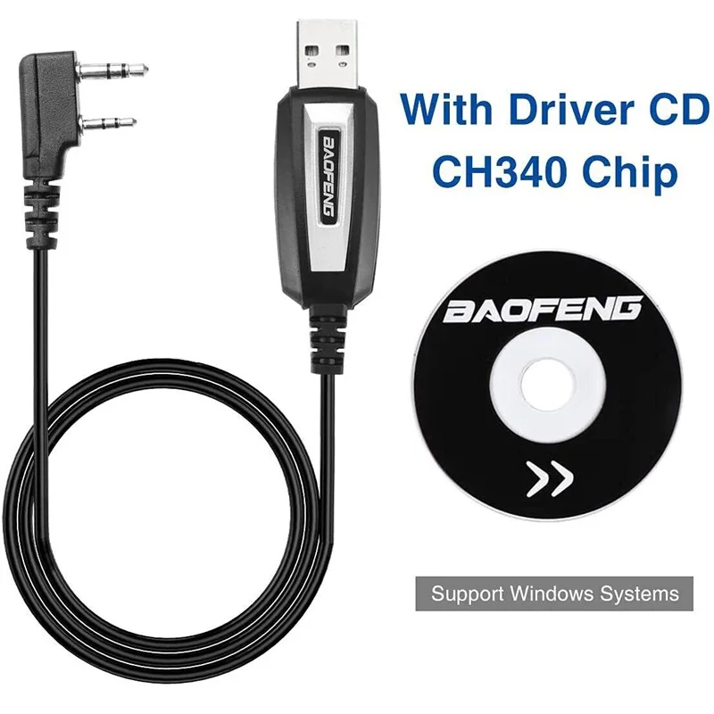 USB-Programmierkabel mit CD für Baofeng UV-5R/82/888S/UV-S9PLUS/UV-13/16/17/21 Pro und Quansheng UV-K5/5R Plus Walkie Talkie