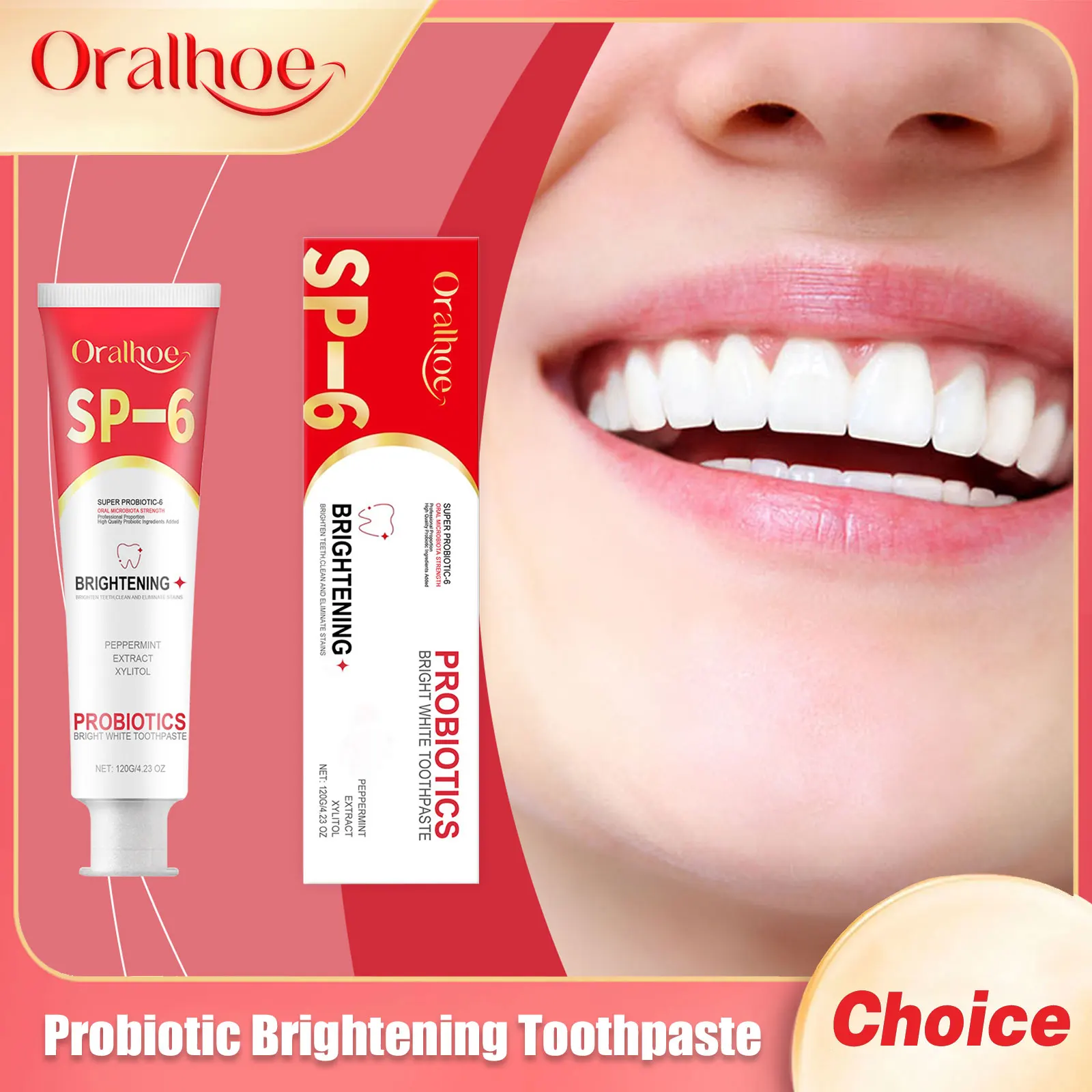 Dentifricio schiarente probiotico SP6 Rimuovi macchie di placca Mantenere l'alito fresco Prevenire la parodontite Dentifrici per la cura dei denti orali