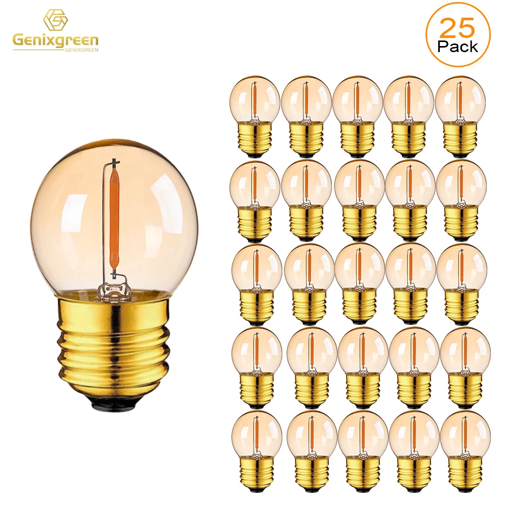 Vintage Globe Light Bulb G40 1W Equal to 10 Watts Led Filament Bulb 2200K Warm White 220V Gold Tint Glass E27 Base Dimmable Lamp
