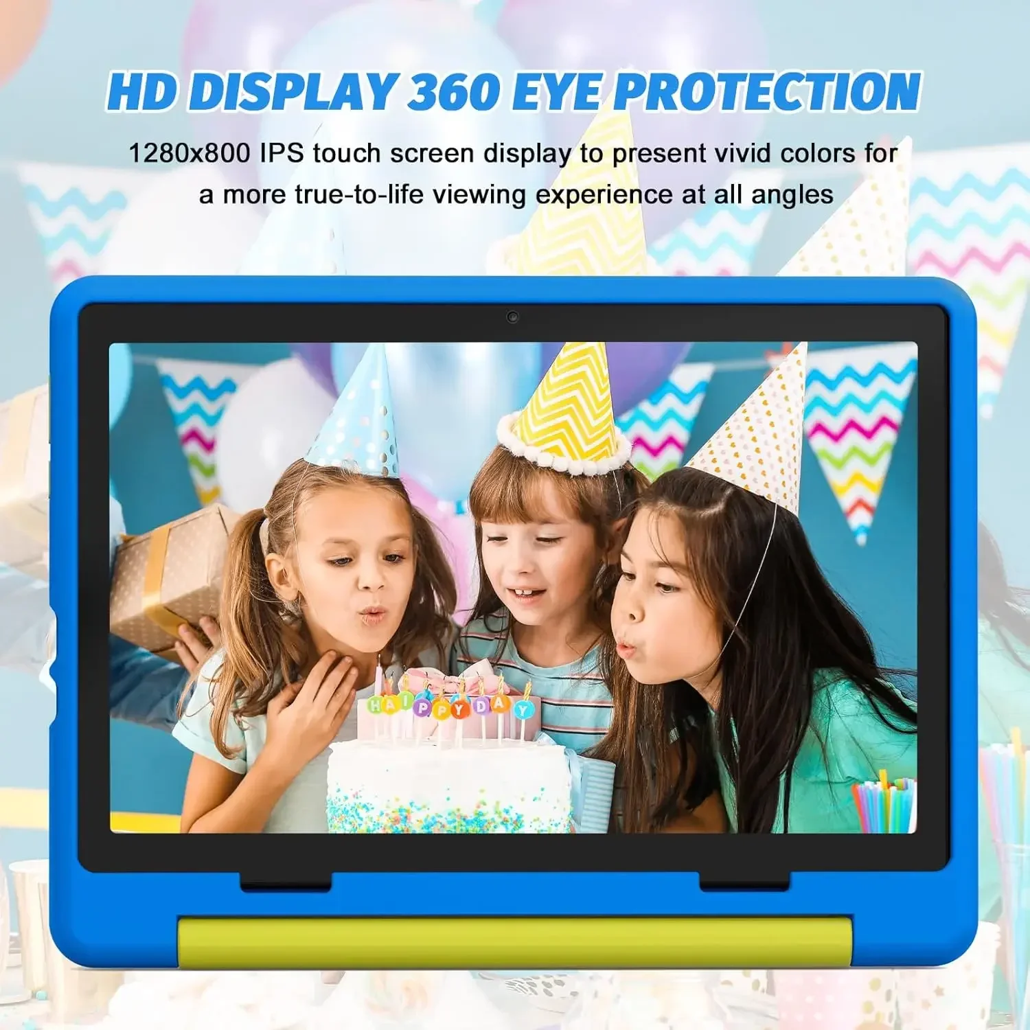 Kid Tablet Android 15 Tablet for Kids 10 inch 8GB+64GB 8-Core with Case 1TB TF Expandable for Toddler Children Parental Control
