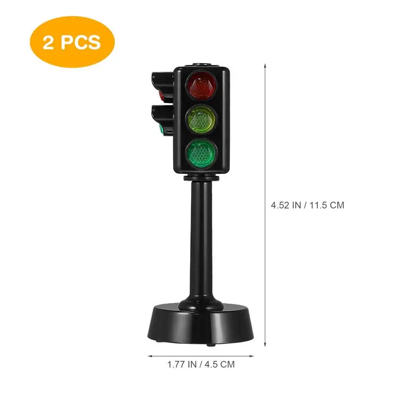 2 Pcs Traffic Lights Simulation Traffic Signal Lights Road Lights Desktop Decor Traffic Marker Sign Lights Model Toys For Kids
